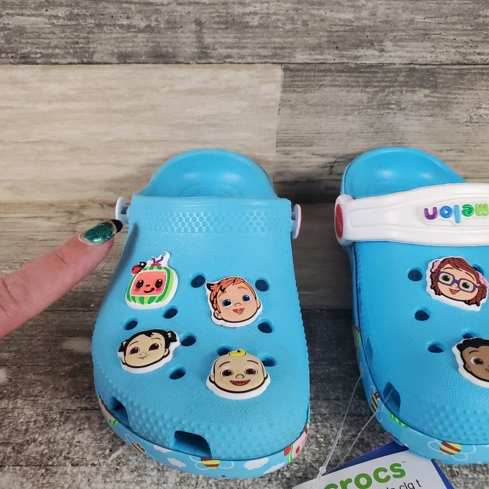Crocs Cocomelon Classic Toddler Clogs Sz 8 C8 Blue Vented Sandals *read*‎